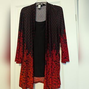 NWOT-Serengeti Red and Black Floral Jacket with Attached Tank Top-Never Worn